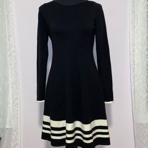 Black and White Sweater Dress with Long Sleeves